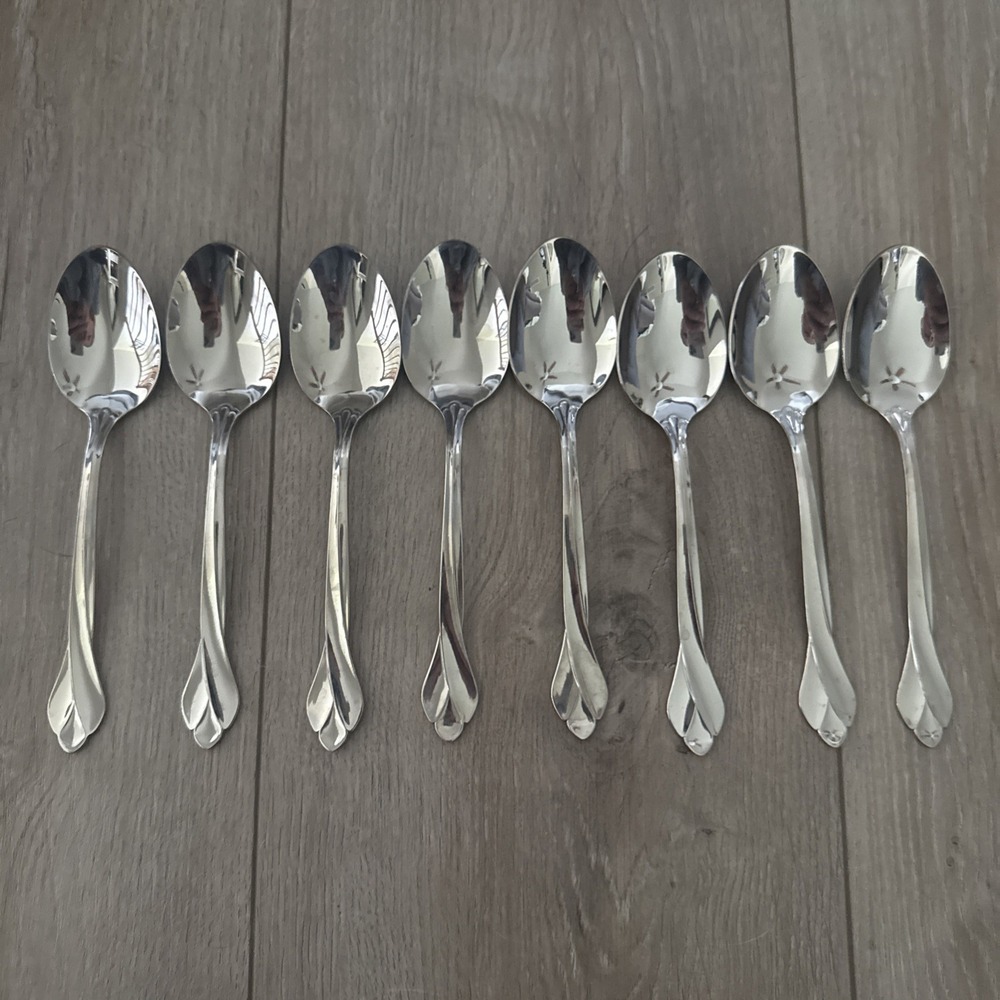 8 Place Oval Soup Spoons Oneida SATIN TRIBECA USA Stainless 6 3/4"